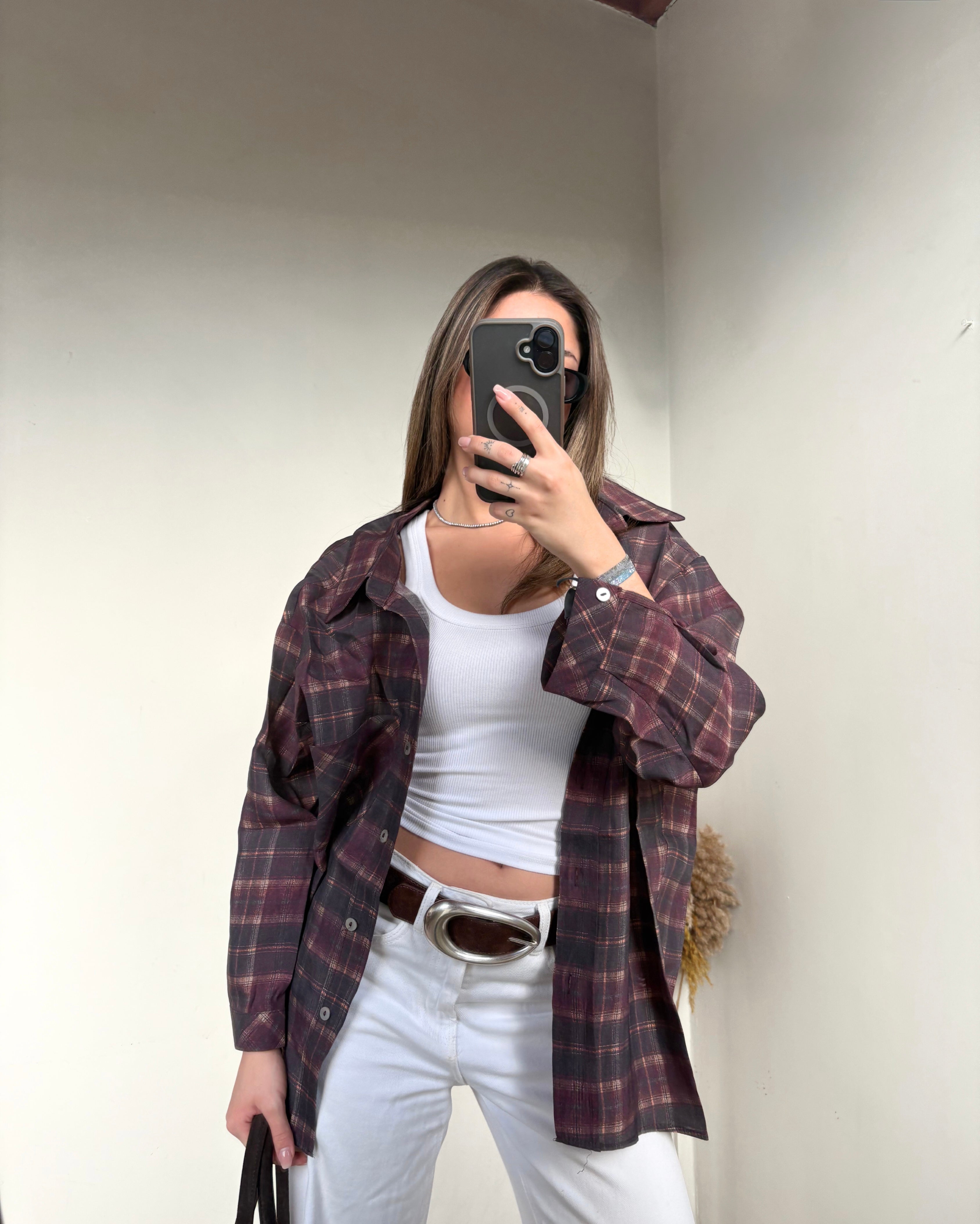 Baskılı Oversize Gömlek