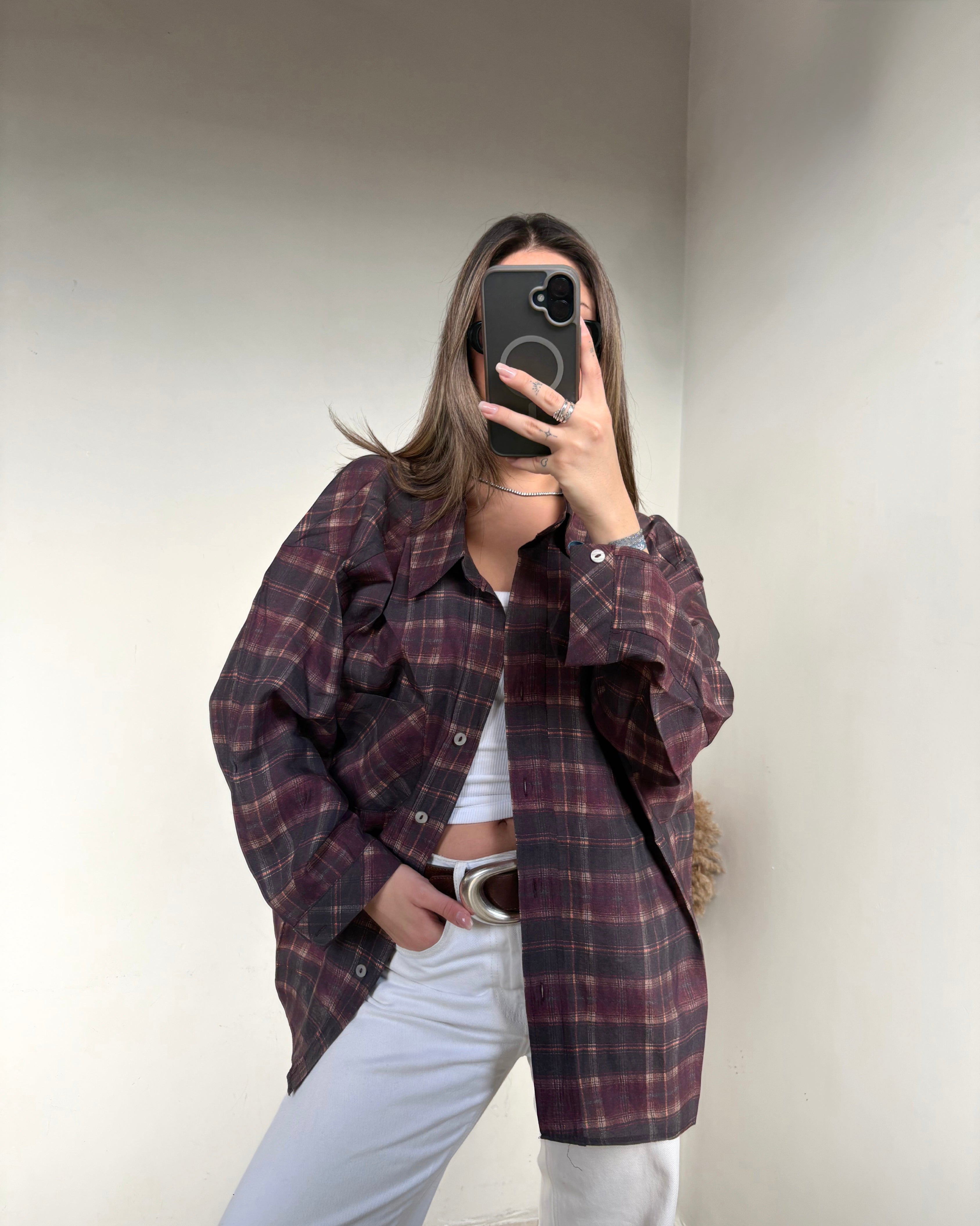 Baskılı Oversize Gömlek