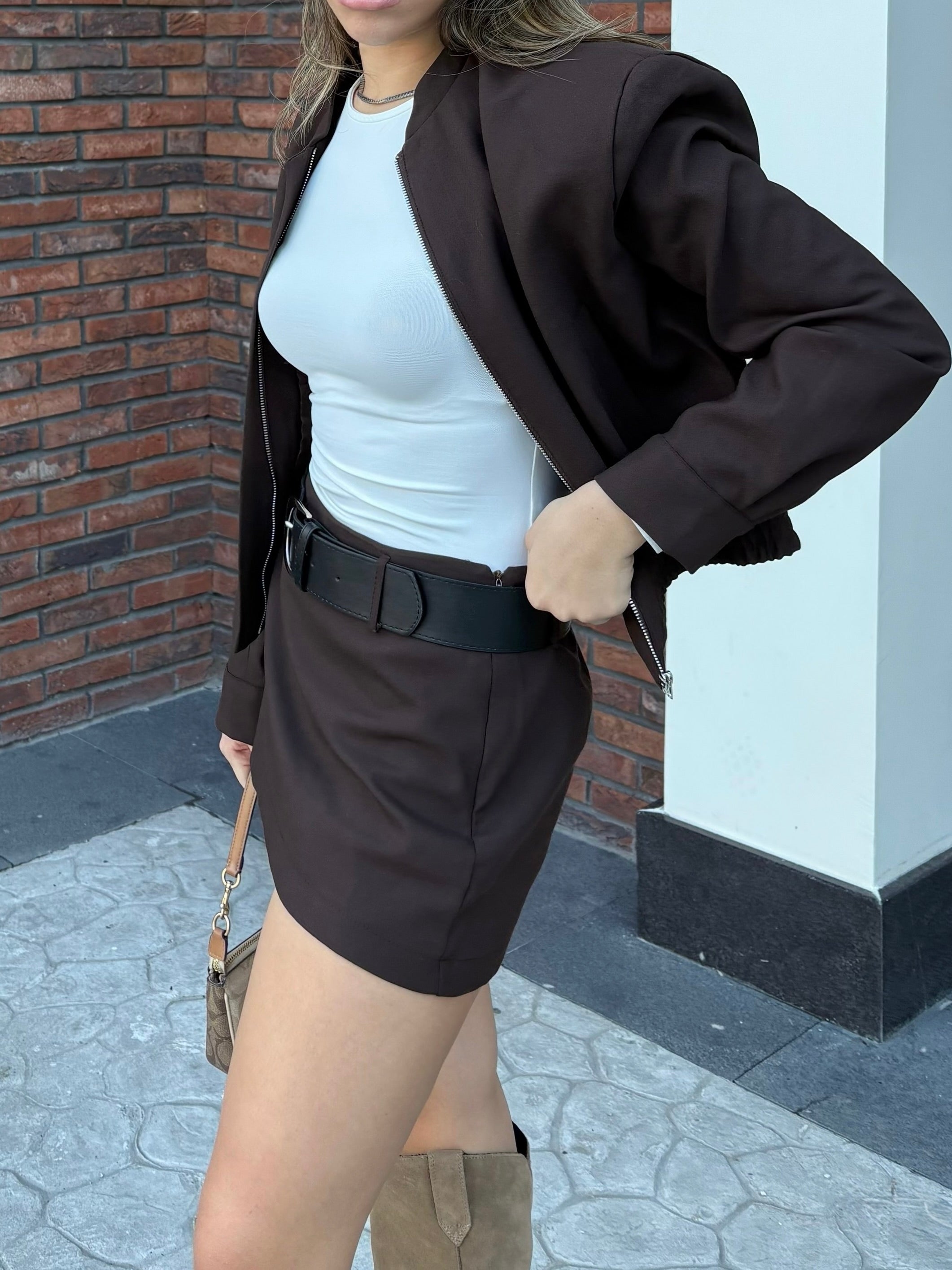 Şort Etek ve Bomber Ceket Takım