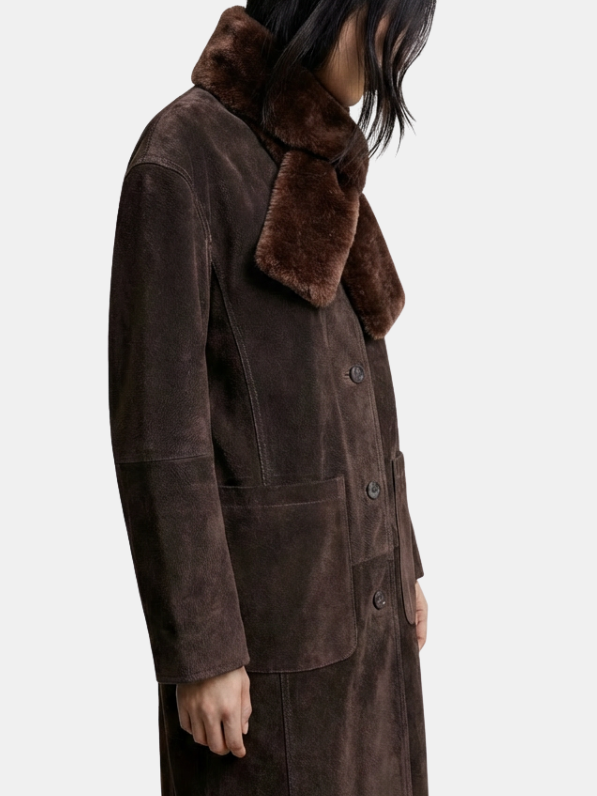 Güderi Dokulu Kaban ve Suni Kürk Şal