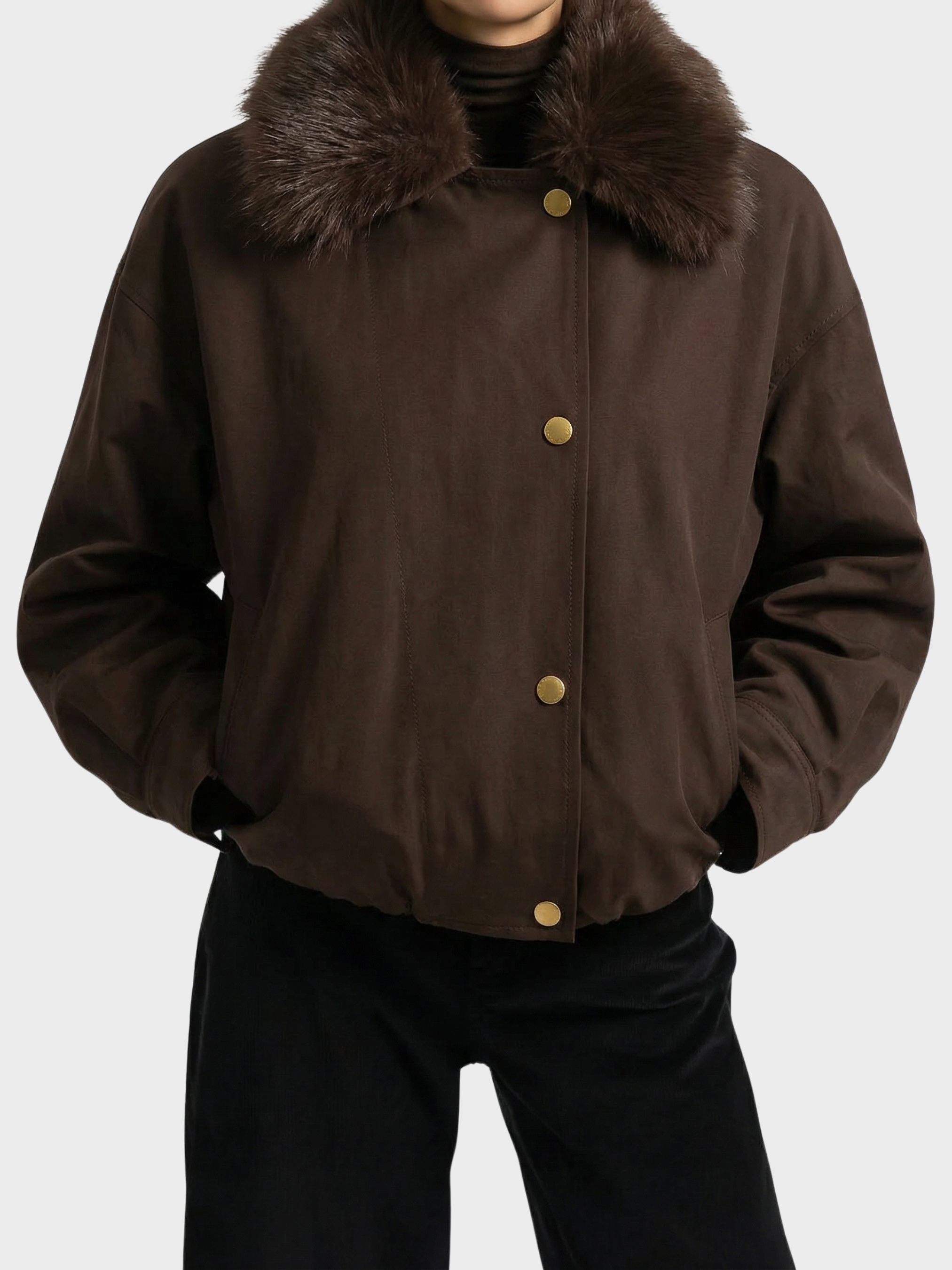 Yakası Kürklü Bomber Ceket Mont