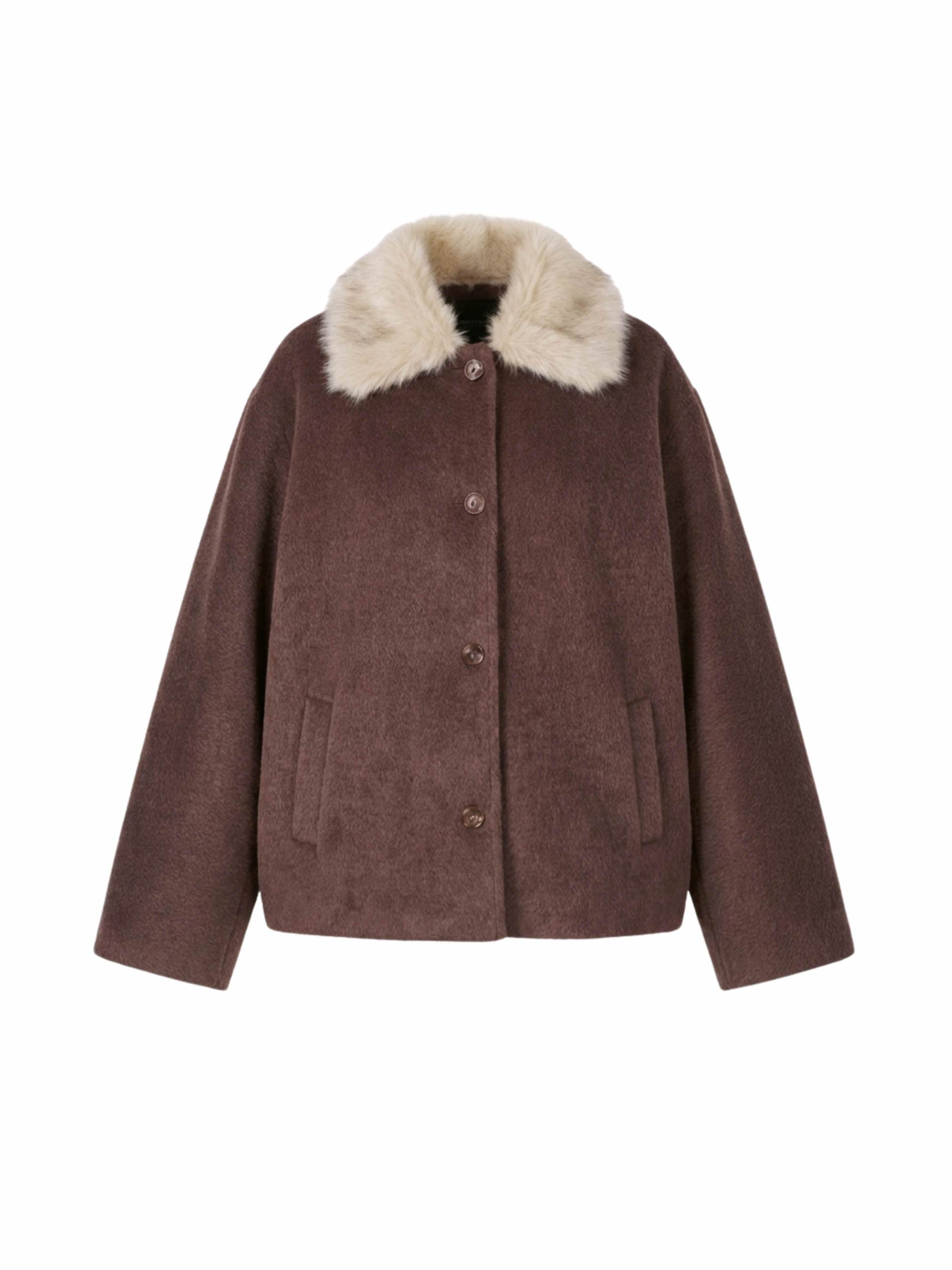 Yakası Çıkarılabilir Suni Kürklü Kaban