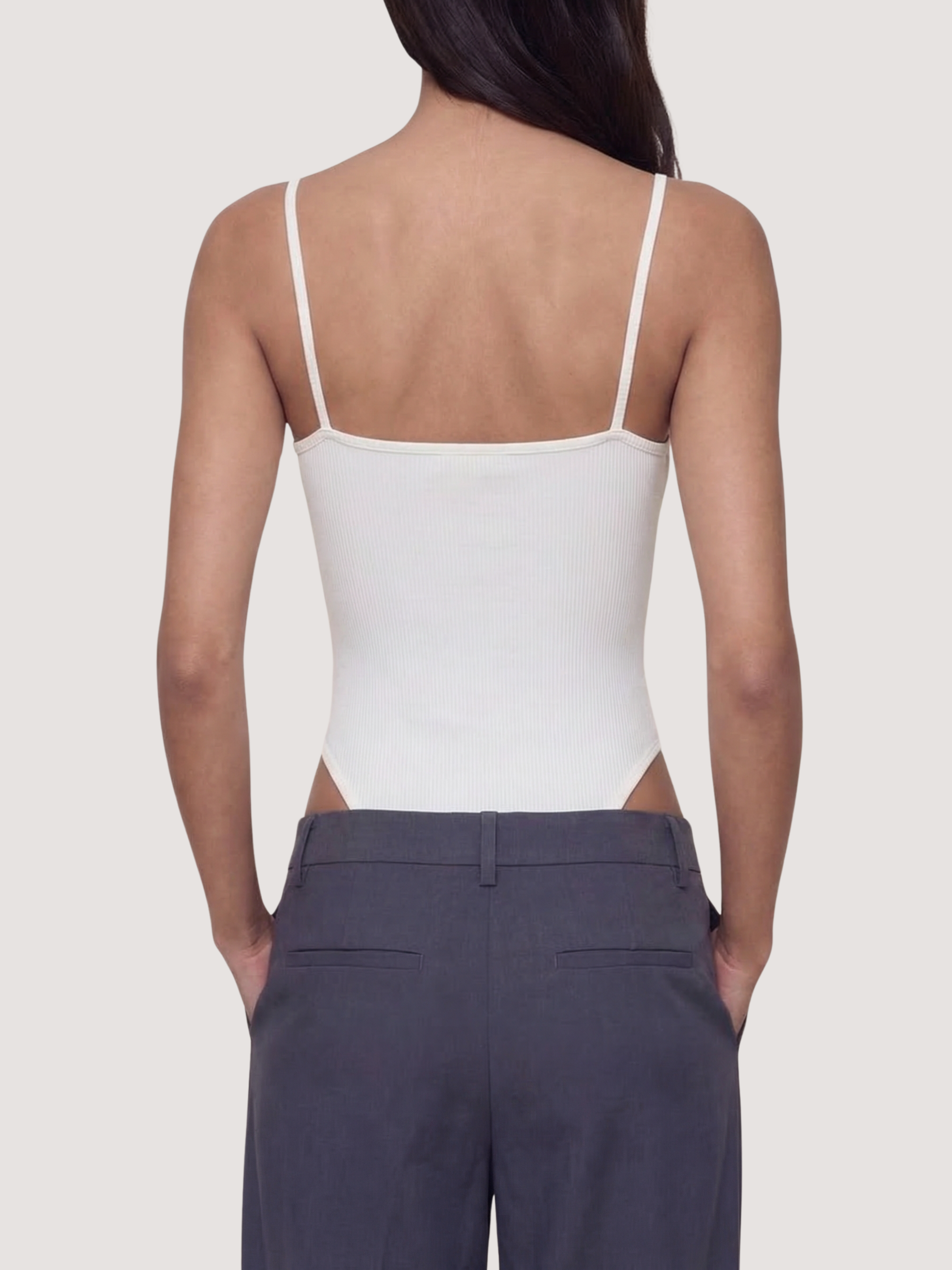 Cup Detaylı Fitilli Askılı Bodysuit