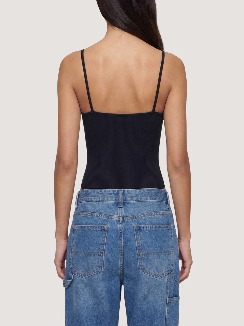 Cup Detaylı Fitilli Askılı Bodysuit