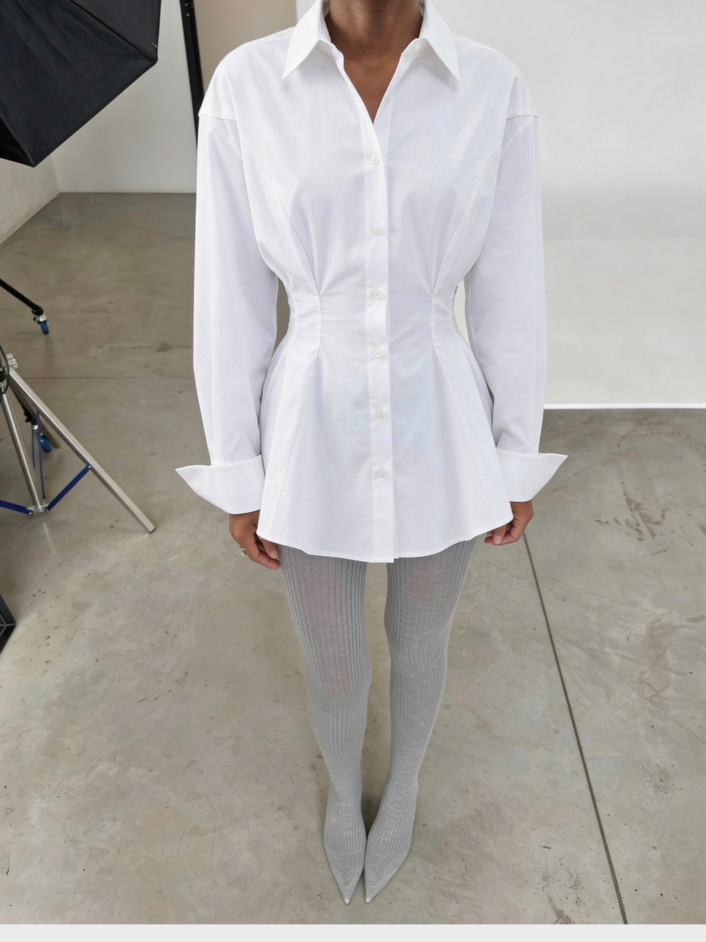 Bele Oturan İspanyol Kol Poplin Gömlek