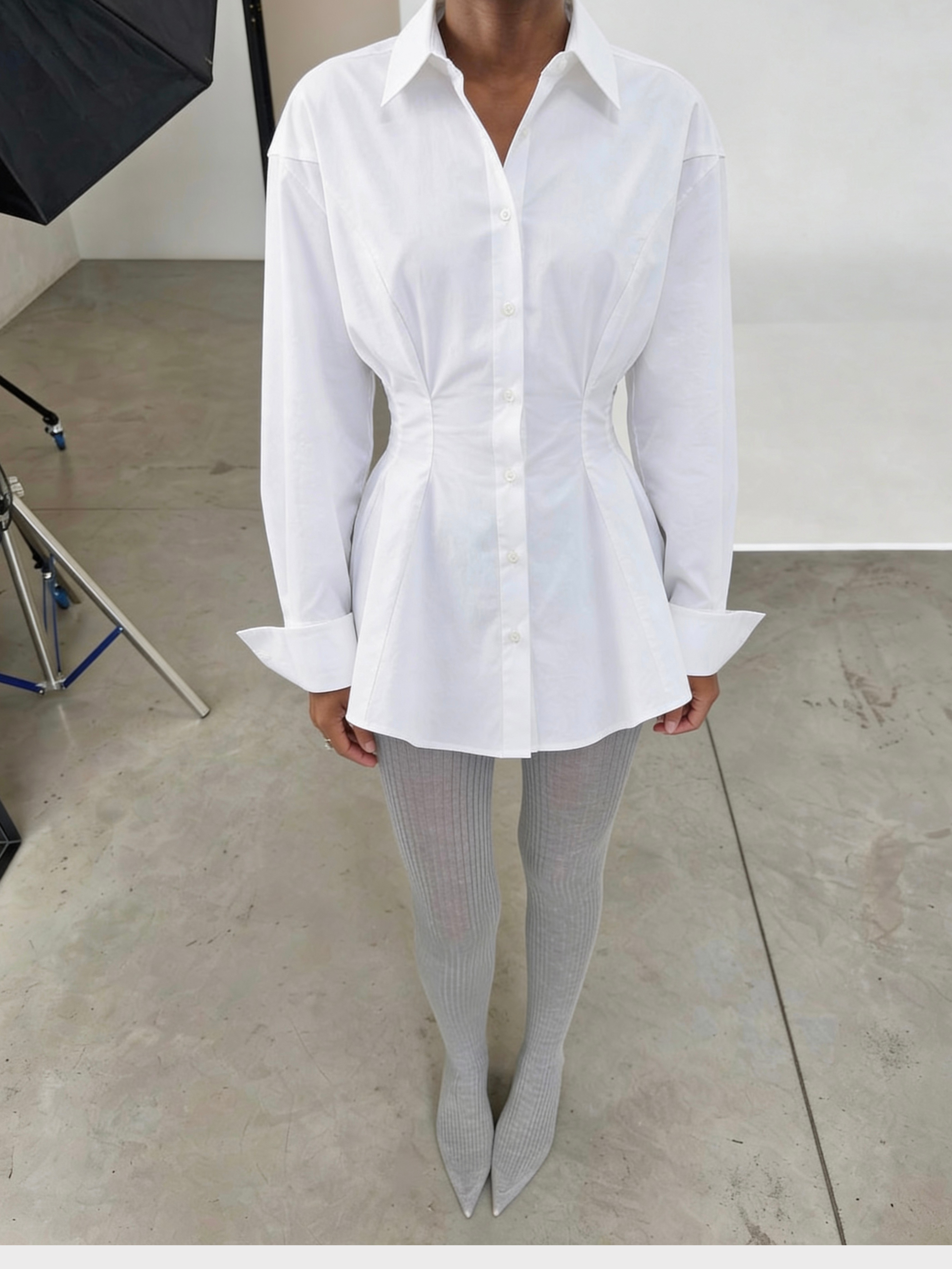 Bele Oturan İspanyol Kol Poplin Gömlek