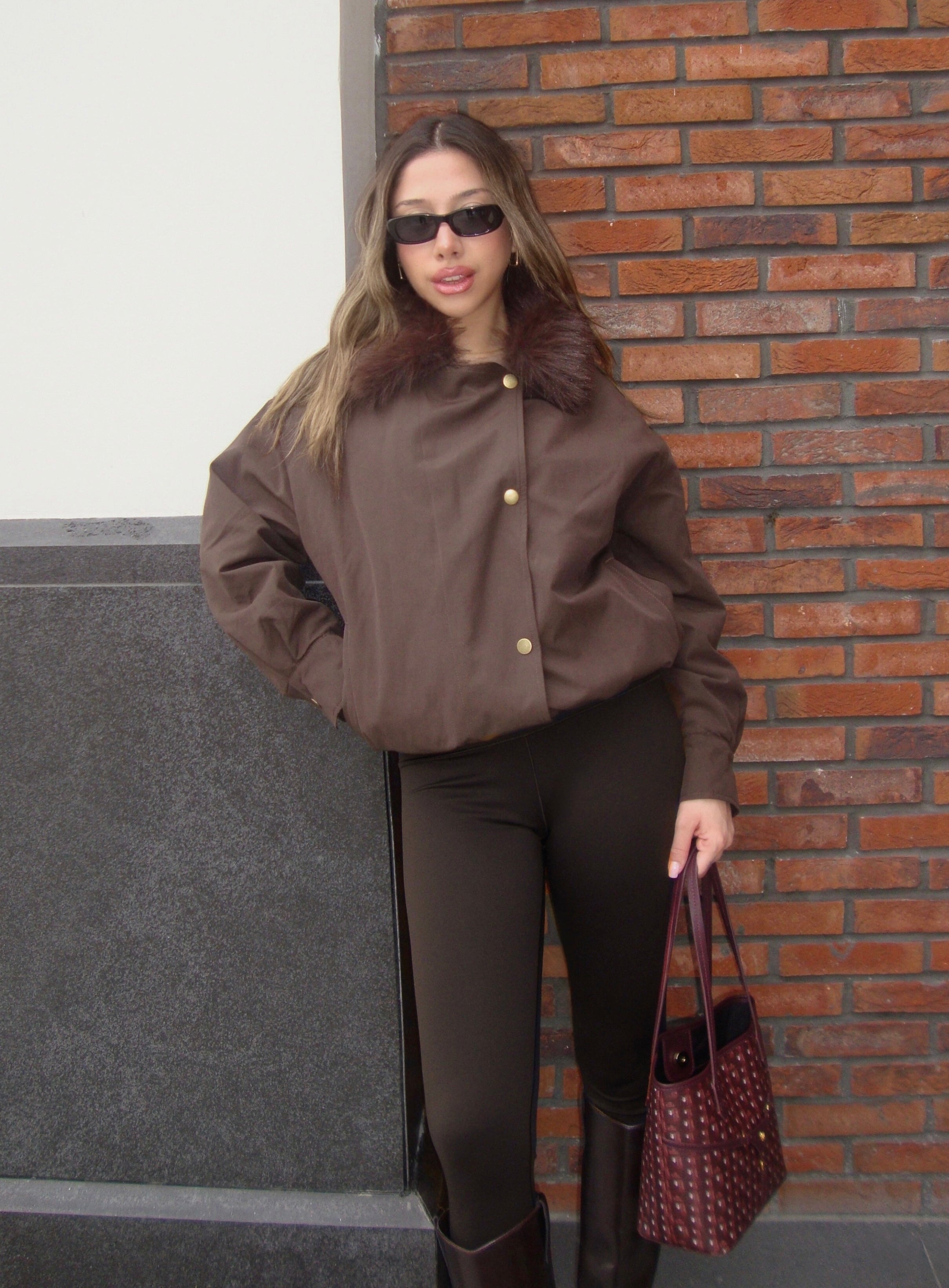 Yakası Kürklü Bomber Ceket Mont