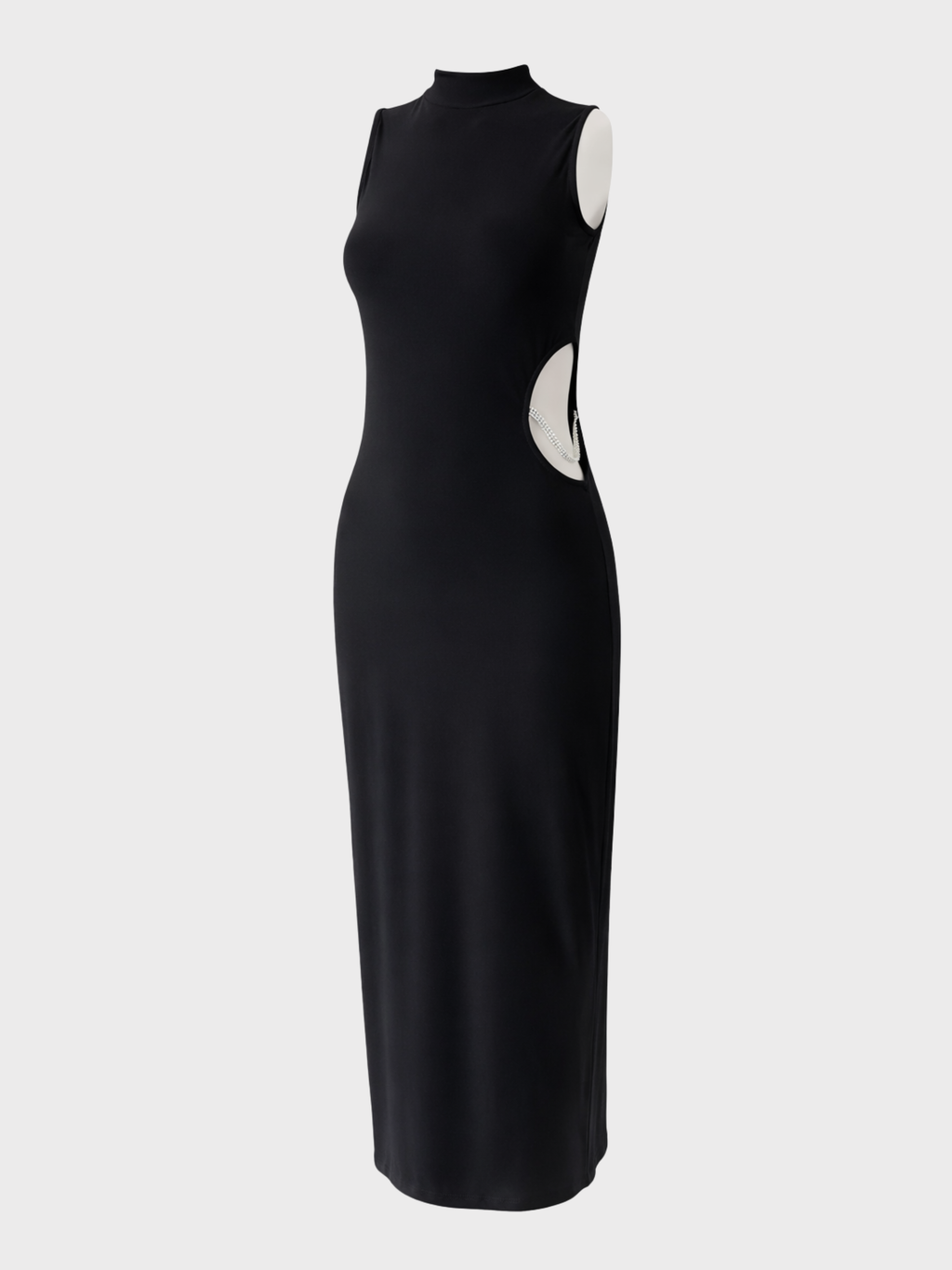 Cut-Out Taş Detaylı Midi Elbise