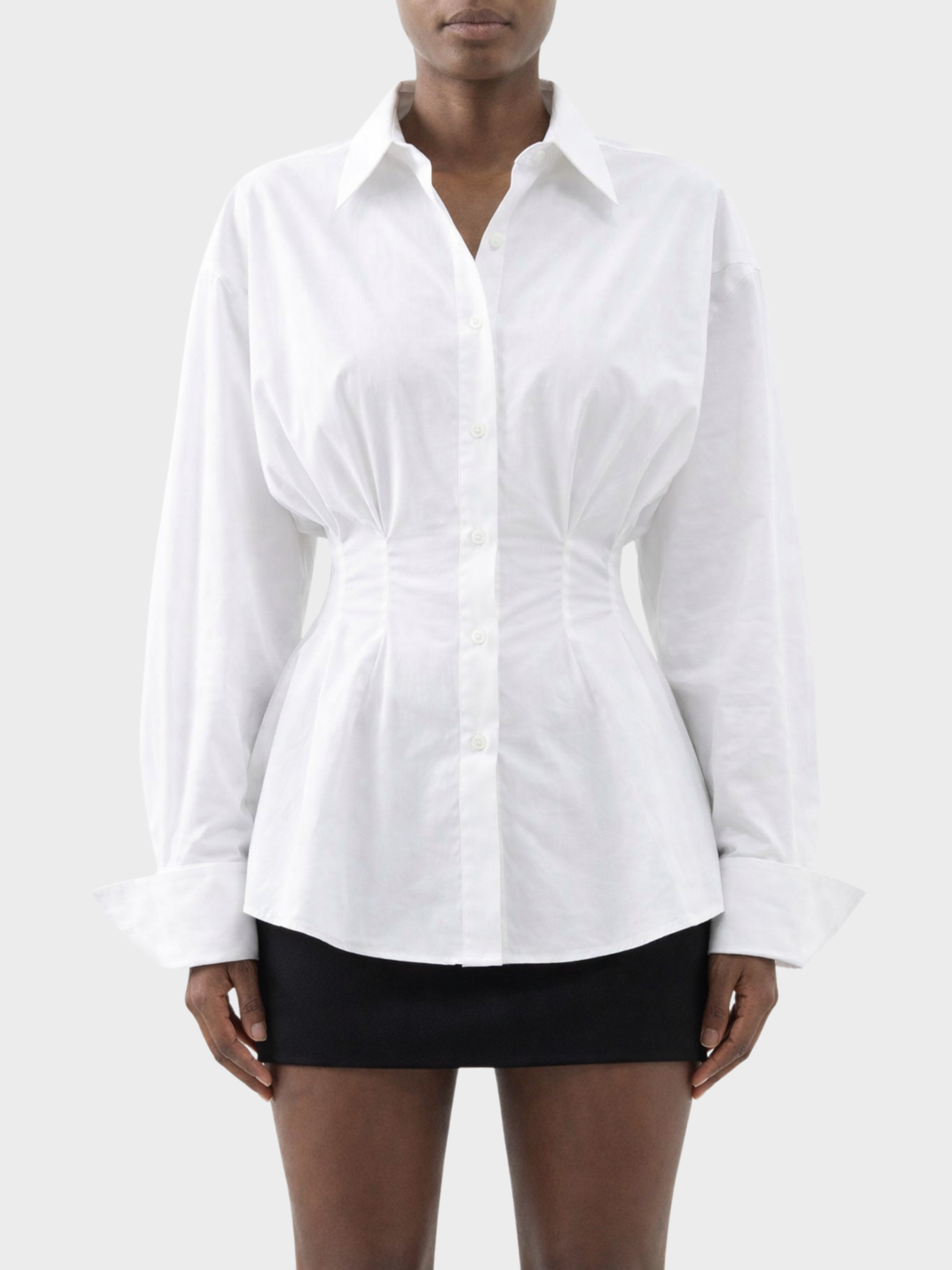 Bele Oturan İspanyol Kol Poplin Gömlek