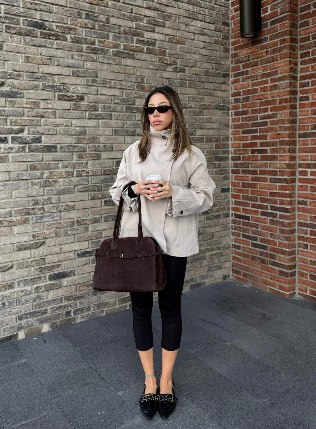 Dik Yaka Kısa Trençkot