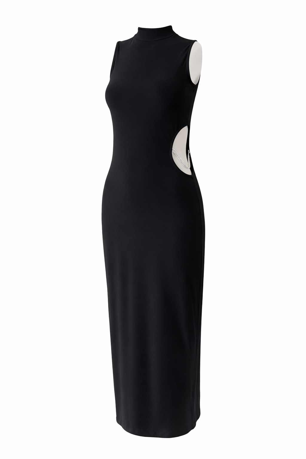 Cut-Out Taş Detaylı Midi Elbise