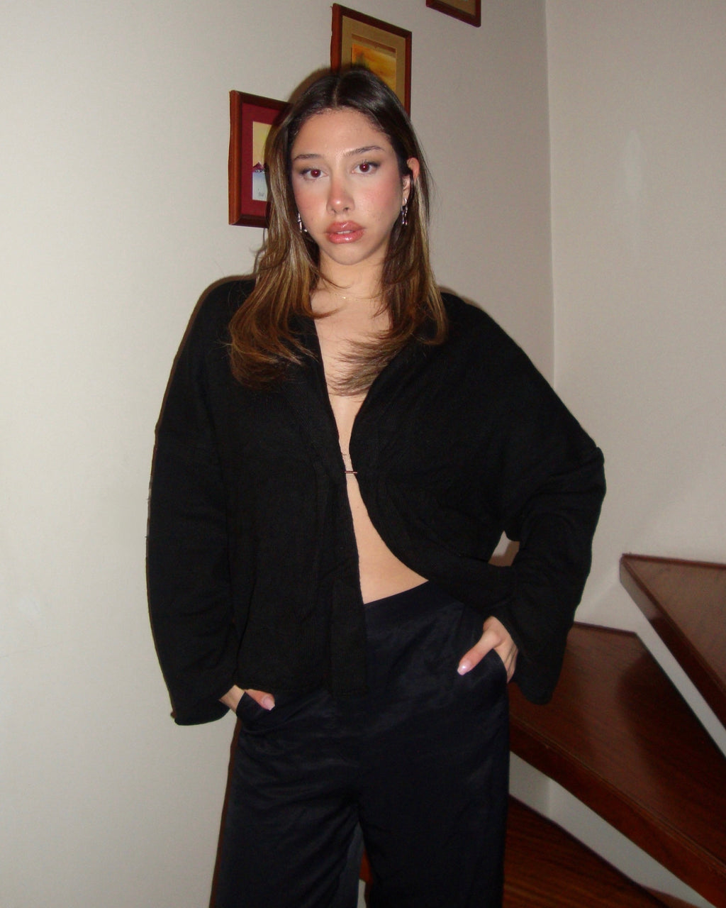 Önü Tokalı Triko Hırka