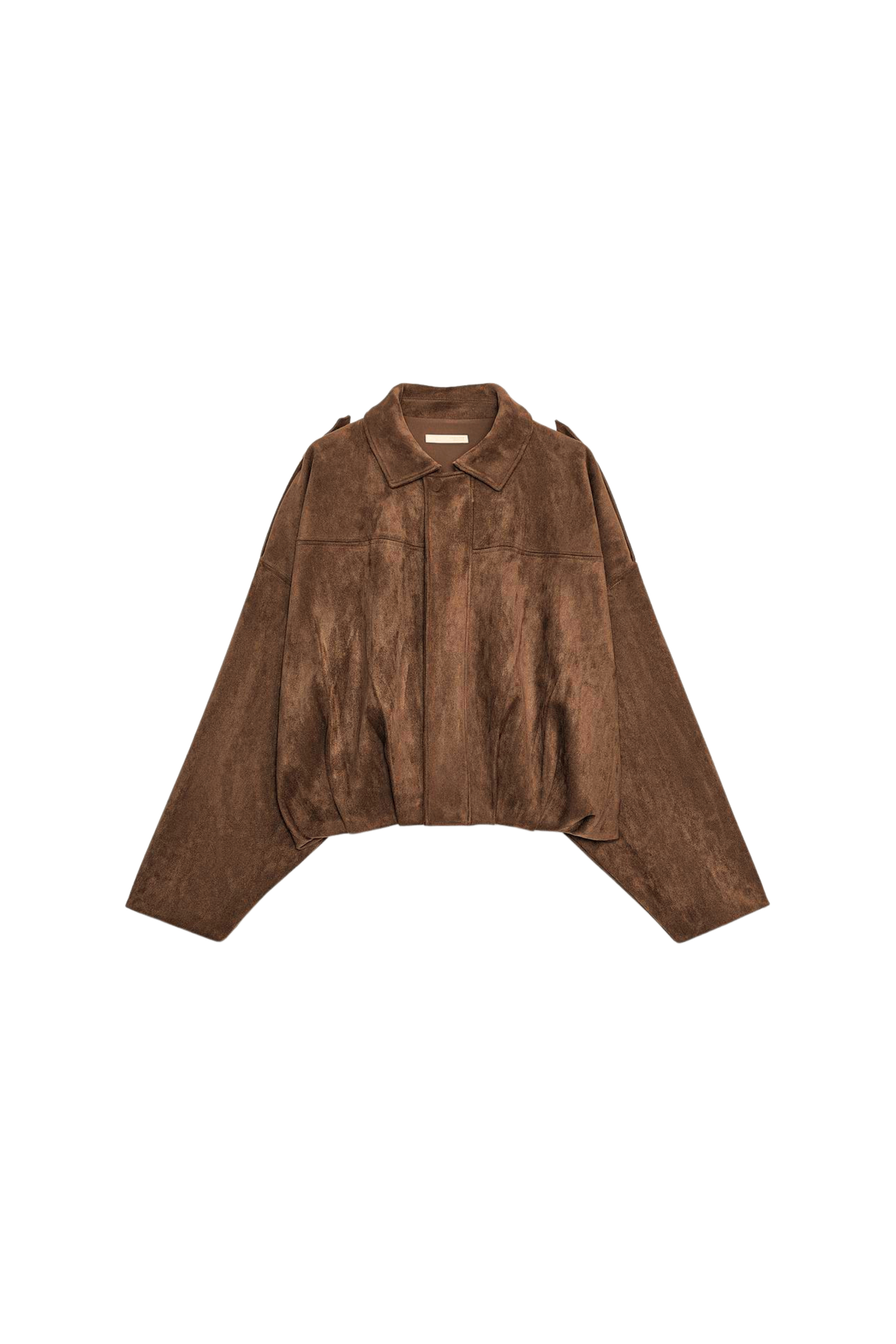 Süet Dokulu Fermuarlı Bomber Ceket